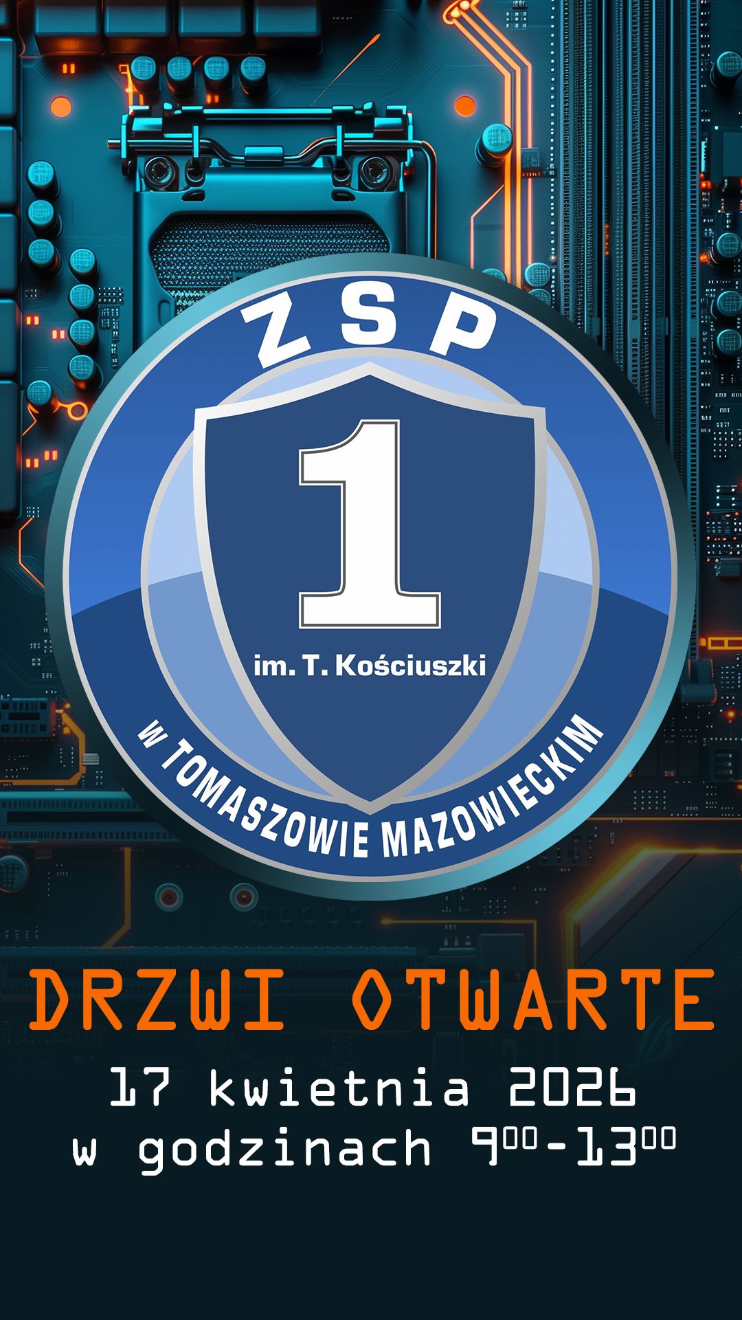 logo zsp1 i napis drzwi otwarte