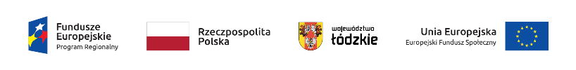 Logotypy: fundusze europejskie, flaga Polski, województwo łódzkie, Unia Europejska