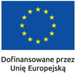 Flaga Unii Europejskiej i napis Dofinansowane przez Unię Europejską