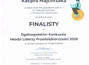 Finał Ogólnopolskiego Konkursu „Młodzi Liderzy Przedsiębiorczości”