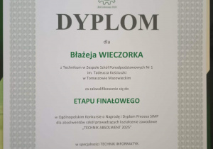 Dyplom ucznia